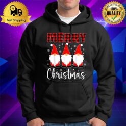 Three Gnomes In Buffalo Plaid Merry Christmas Gnome Xmas T Hoodie