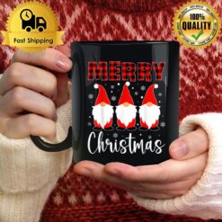 Three Gnomes In Buffalo Plaid Merry Christmas Gnome Xmas T Mug