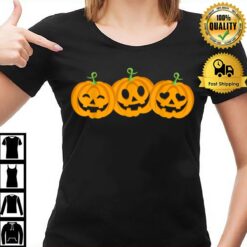 Three Halloween Pumpkins Jack O Lantern Faces T T-Shirt