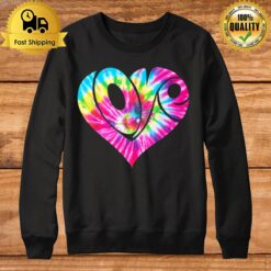 Tie Dye Heart Hippie Groovy Retro Gift Valentines Day Heart T Sweatshirt