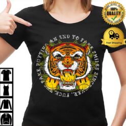 Tiger Face Fake Smile Vintage Tattoo Style Retro Wild T T-Shirt