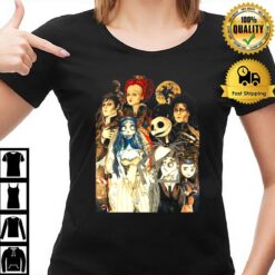 Tim Burton Films Characters Spooky Halloween Theme T-Shirt