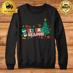 Tis The Season Groovy Christmas Hippie Hot Coffee Pine Tree T Sweatshirt