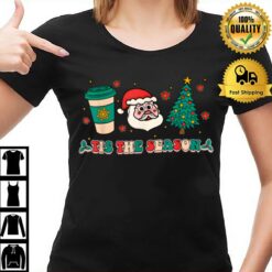 Tis The Season Groovy Christmas Hippie Santa Hot Coffee T T-Shirt