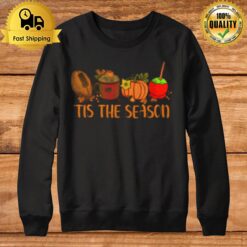 Tis The Season Pumpkin Leaf Latte Fall Thanksgiving Football Sweatshirt