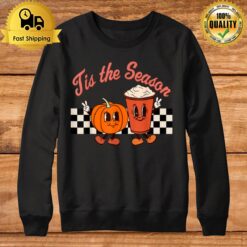 Tis The Season Pumpkin Spice Latte Retro Checkered T Sweatshirt