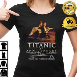 Titanic 25Th Anniversary Leonardo Dicaprio Kate Winslet Thank You For The Memories Signatures T-Shirt