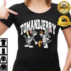 Tom & Jerry White Text Logo Cartoon T-Shirt