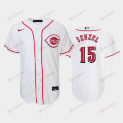 15 Nick Senzel Youth Reds Home White Jersey Jersey