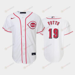 19 Joey Votto Youth Reds Home White Jersey Jersey