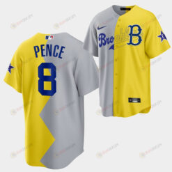 2022-23 All-Star Celebrity Softball Game Brooklyn Dodgers Hunter Pence 8 Gray Yellow Jersey