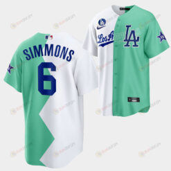 2022-23 All-Star Celebrity Softball Game Los Angeles Dodgers J.K. Simmons 6 White Green Jersey