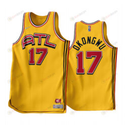 2022-23 Atlanta Hawks Onyeka Okongwu 17 Gold Earned Edition Men Jersey