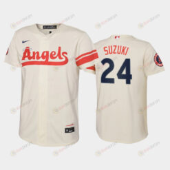 2022-23 City Connect Youth Los Angeles Angels Kurt Suzuki 24 Kurt Suzuki Jersey - Cream