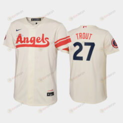 2022-23 City Connect Youth Los Angeles Angels Mike Trout 27 Mike Trout Jersey - Cream