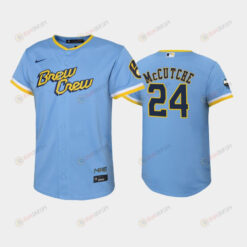 2022-23 City Connect Youth Milwaukee Brewers Andrew McCutchen 24 Andrew McCutchen Jersey - Powder Blue