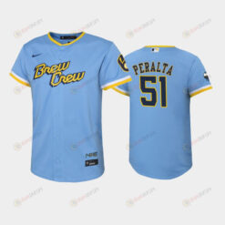 2022-23 City Connect Youth Milwaukee Brewers Freddy Peralta 51 Freddy Peralta Jersey - Powder Blue