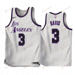 2022-23 Los Angeles Lakers Anthony Davis 3 White City Edition Jersey - Men Jersey