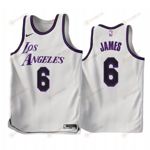 2022-23 Los Angeles Lakers LeBron James 6 White City Edition Jersey - Men Jersey