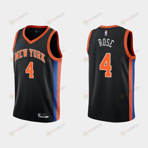 2022-23 New York Knicks Derrick Rose 4 City Edition Black Swingman Men Jersey