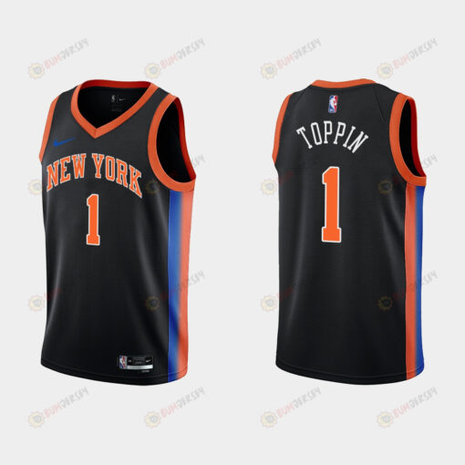 2022-23 New York Knicks Obi Toppin 1 City Edition Black Swingman Men Jersey