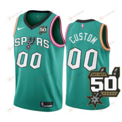 2022-23 San Antonio Spurs Custom 00 Teal 50th Anniversary Men Jersey