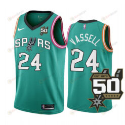 2022-23 San Antonio Spurs Devin Vassell 24 Teal 50th Anniversary Men Jersey