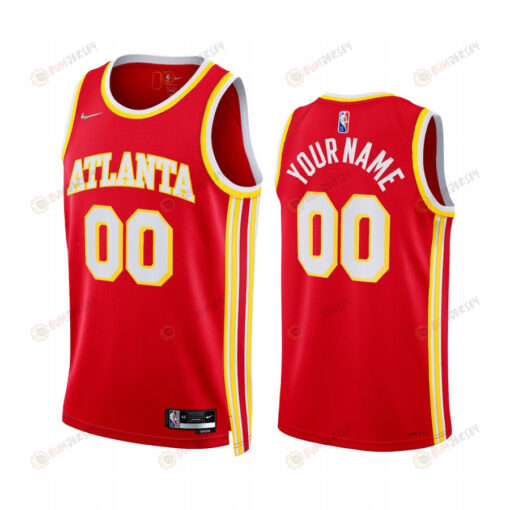 2022 Atlanta Hawks Custom 00 Red Icon Edition Jersey