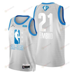 2022 Cleveland All-Star 76ers 21 Joel Embiid Grey Blue Jersey 75th Patch - Men Jersey