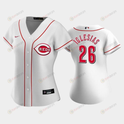 26 Raisel Iglesias Reds Home White Women's Jersey Jersey