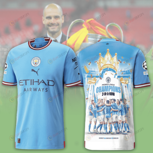 3 In A Row Manchester City Champions League 2022/23 Home Printing Jersey