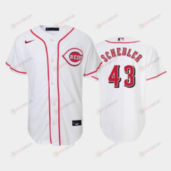 43 Scott Schebler Youth Reds Home White Jersey Jersey