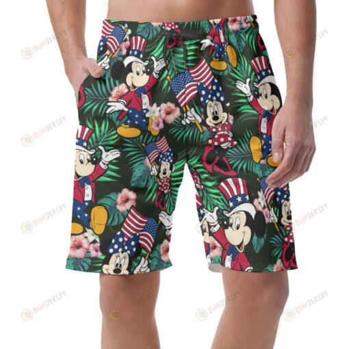 4th July US Independence Day Mickey Mouse Hawaiian Shorts Summer Shorts Men Shorts - Print Shorts