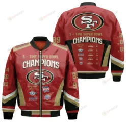 5 Times San Francisco 49ers All Prizes Team Logo Bomber Jacket - Red