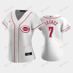 7 Eugenio Suarez Reds Home White Women's Jersey Jersey