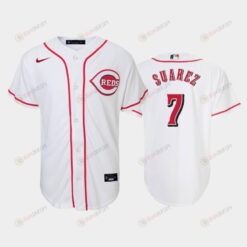 7 Eugenio Suarez Youth Reds Home White Jersey Jersey