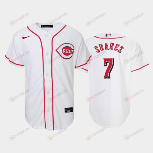 7 Eugenio Suarez Youth Reds Home White Jersey Jersey