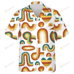 70s Hippie Style Psychedelic Elements Mushroom Rainbow Floral Retro Pattern Hawaiian Shirt