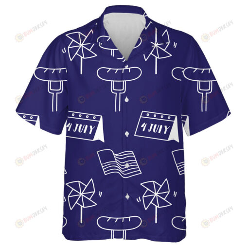 A Flag With Food And Various Elements In Hand Drawn Pattern Hawaiian Shirt