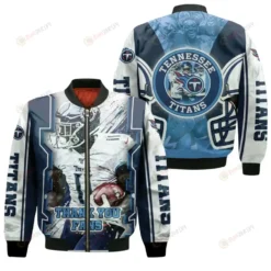 A.J Brown Tennessee Titans Afc South Logo Bomber Jacket - White And Blue