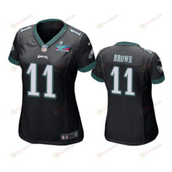 A.J. Brown 11 Philadelphia Eagles Super Bowl LVII Black Game Jersey - Women