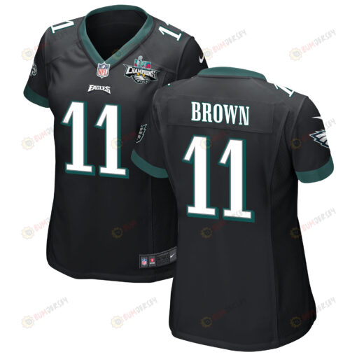 A.J. Brown 11 Philadelphia Eagles Super Bowl LVII Champions 2 Stars WoMen's Jersey - Black