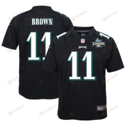 A.J. Brown 11 Philadelphia Eagles Super Bowl LVII Champions 2 Stars Youth Jersey - Black