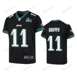 A.J. Brown 11 Philadelphia Eagles Youth Super Bowl LVII Game Jersey - Black