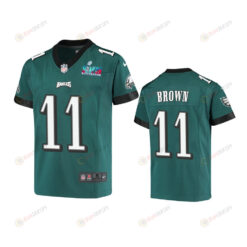 A.J. Brown 11 Philadelphia Eagles Youth Super Bowl LVII Game Jersey - Green