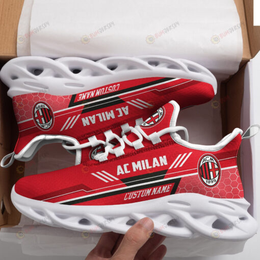 AC Milan Logo Pattern Custom Name 3D Max Soul Sneaker Shoes