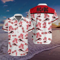 AC/DC Curved Hawaiian Shirt In White Red Pattern