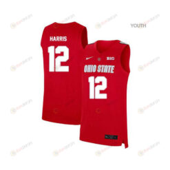 AJ Harris 12 Ohio State Buckeyes Elite Basketball Youth Jersey - Red