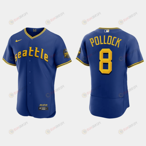 AJ Pollock 8 Seattle Mariners 2023 City Connect Elite Jersey - Royal