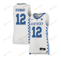 AJ Stewart 12 Kentucky Wildcats Basketball Elite Men Jersey - White